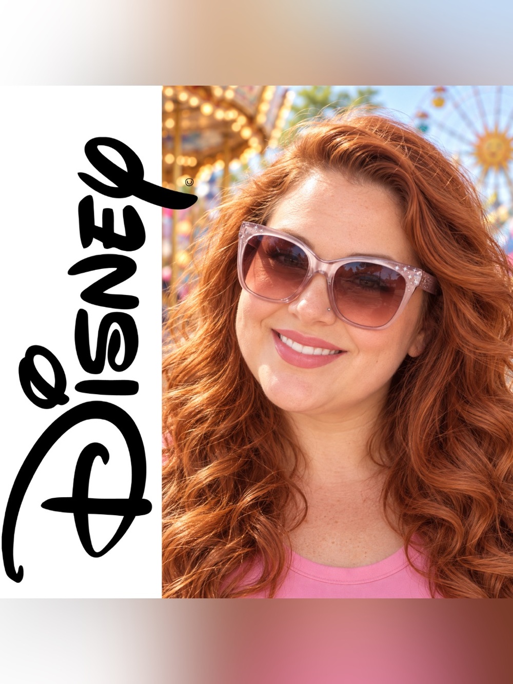 Rose Pink Tinted Disney Official Merch Disneyland Cinderella’s Castle Sunglasses
